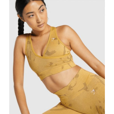 Gym Shark Adapt Camo Seamless Sports Bra Yellow – תמונה 4