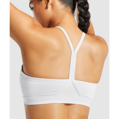 Gym Shark V Neck Training Sports Bra White – תמונה 4