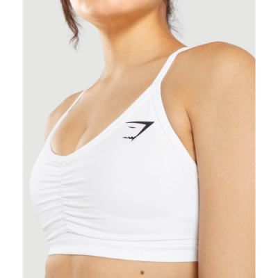 ⁦Gym Shark Ruched Training Sports Bra White⁩ – תמונה ⁦4⁩