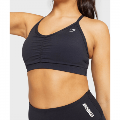 ⁦Gym Shark Ruched Training Sports Bra Black⁩ – תמונה ⁦4⁩
