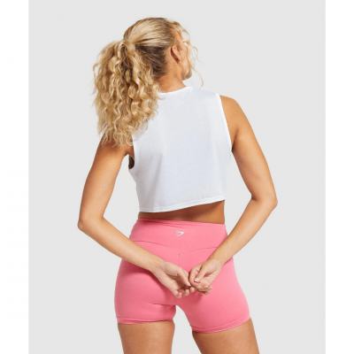Gym Shark Training Cropped Tank White – תמונה 2