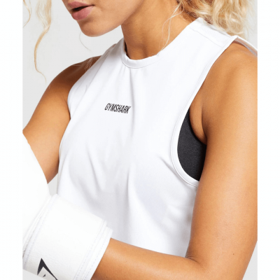 Gym Shark Training Cropped Tank White – תמונה 3