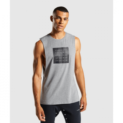 Gym Shark Contrast Drop Armhole Tank Grey – תמונה 1