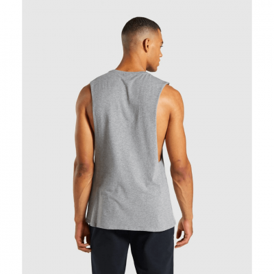 Gym Shark Contrast Drop Armhole Tank Grey – תמונה 2