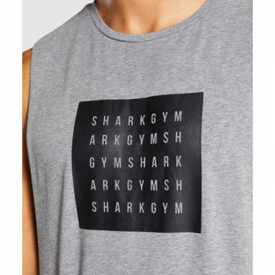 Gym Shark Contrast Drop Armhole Tank Grey – תמונה 3
