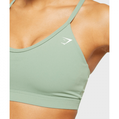 Gym Shark V Neck Training Sports Bra Green – תמונה 3