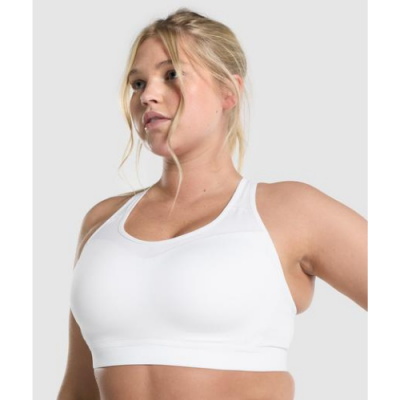 Gym Shark Open Back Training Sports Bra White – תמונה 3