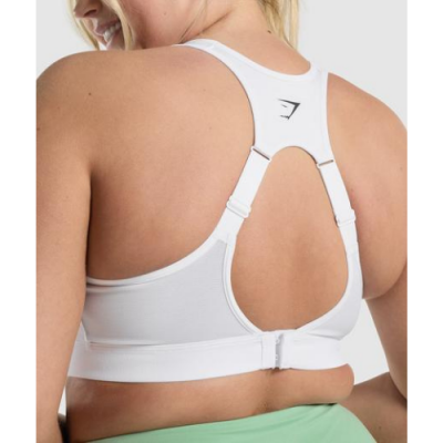 Gym Shark Open Back Training Sports Bra White – תמונה 4