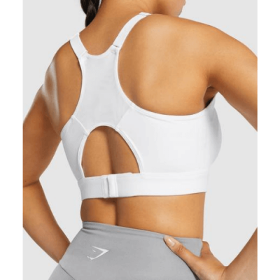 Gym Shark Racer Back Training Sports Bra White – תמונה 5