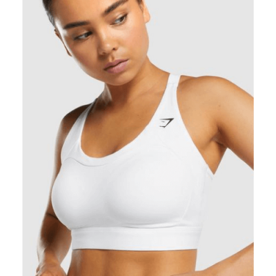 Gym Shark Racer Back Training Sports Bra White – תמונה 3