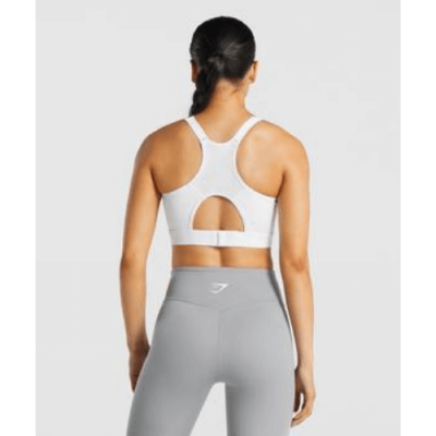 Gym Shark Racer Back Training Sports Bra White – תמונה 2