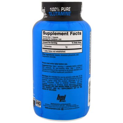 BPI 100% Pure Glutamine 240 Capsule – תמונה 2