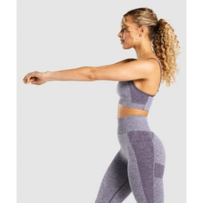 ⁦Gym Shark Flex Strappy Sports Bra Purple Marl⁩ – תמונה ⁦4⁩