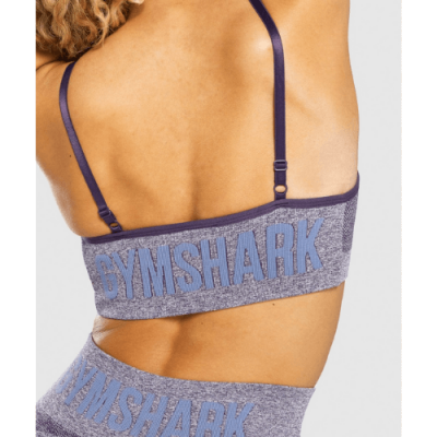 ⁦Gym Shark Flex Strappy Sports Bra Purple Marl⁩ – תמונה ⁦3⁩