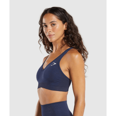 ⁦Gym Shark Vital Seamless 2.0 Sports Bra Heavy Blue Marl⁩ – תמונה ⁦3⁩