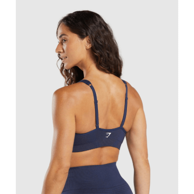⁦Gym Shark Vital Seamless 2.0 Sports Bra Heavy Blue Marl⁩ – תמונה ⁦4⁩