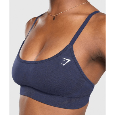 ⁦Gym Shark Vital Seamless Sports Bra Heavy Blue Marl⁩ – תמונה ⁦4⁩