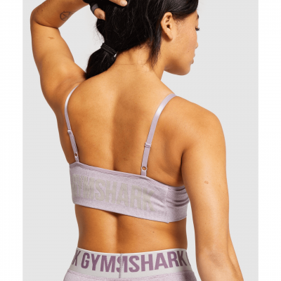 Gym Shark Flex Strappy Sports Bra Purple Marl/Grey – תמונה 4