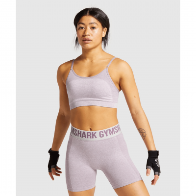 Gym Shark Flex Strappy Sports Bra Purple Marl/Grey – תמונה 1