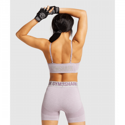 Gym Shark Flex Strappy Sports Bra Purple Marl/Grey – תמונה 2