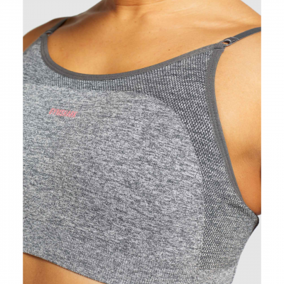 Gym Shark Flex Strappy Sports Bra Charcoal Marl/Pink – תמונה 4