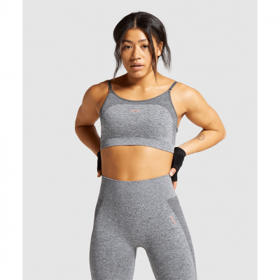 Gym Shark Flex Strappy Sports Bra Charcoal Marl/Pink – תמונה 1