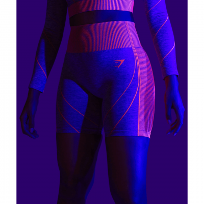 ⁦Gym Shark Hyper Amplify Shorts Charcoal Marl/Coral⁩ – תמונה ⁦4⁩