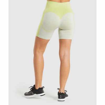 ⁦Gym Shark Hyper Amplify Shorts Light Grey Marl/Lime Green⁩ – תמונה ⁦2⁩