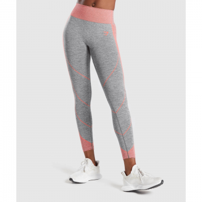⁦Gym Shark Hyper Amplify Leggings Charcoal Marl/Coral⁩ – תמונה ⁦1⁩