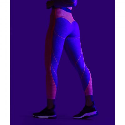 ⁦Gym Shark Hyper Amplify Leggings Charcoal Marl/Coral⁩ – תמונה ⁦3⁩