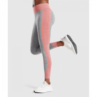 ⁦Gym Shark Hyper Amplify Leggings Charcoal Marl/Coral⁩ – תמונה ⁦4⁩