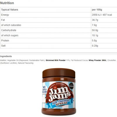JimJams Milk Chocolate Spread 350g – תמונה 2