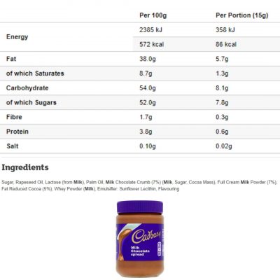 ⁦Cadbury Chocolate Spread 400g⁩ – תמונה ⁦2⁩