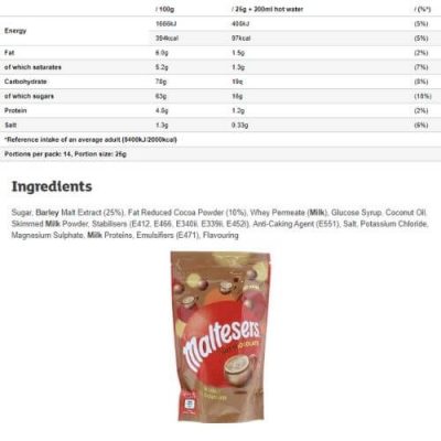 ⁦Maltesers Hot Chocolate Pouch 140g⁩ – תמונה ⁦2⁩