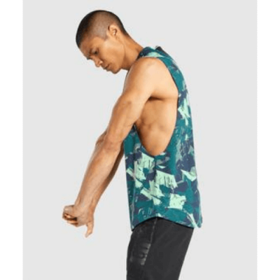 Gym Shark Bold Drop Armhole Tank Green Print – תמונה 4