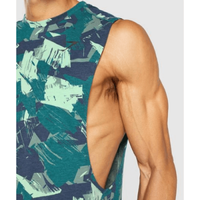 Gym Shark Bold Drop Armhole Tank Green Print – תמונה 3