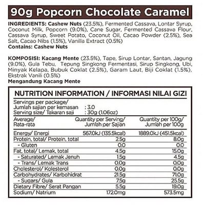 East Bali Chocolate Caramel Popcorn with Cashews 90g – תמונה 2