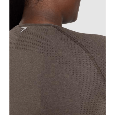 Gym Shark Vital Seamless 2.0 Long Sleeve Crop Top Brown Marl – תמונה 5