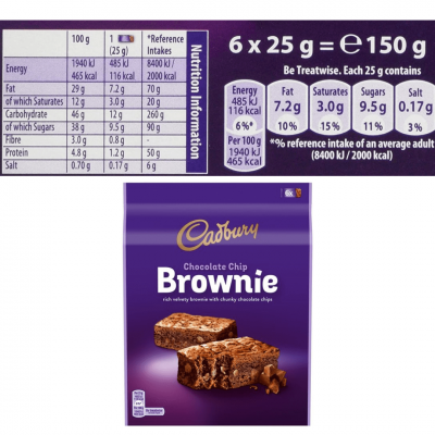 Cadbury Chocolate Chip Brownie 6x25g – תמונה 2