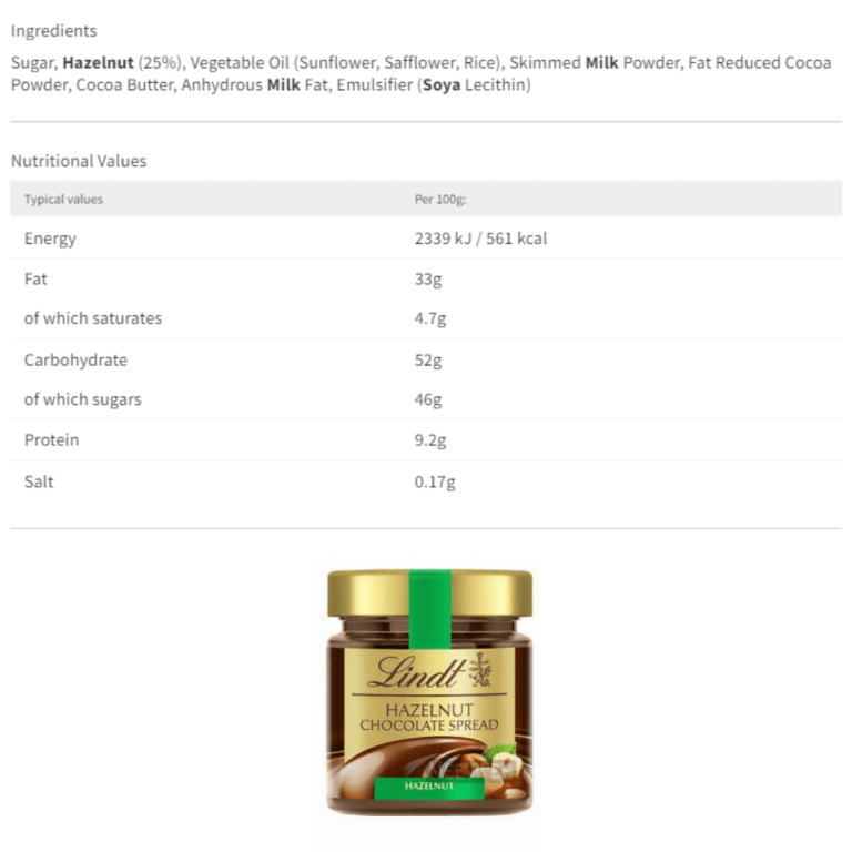 Lindt Hazelnut Chocolate Spread 200g 1591