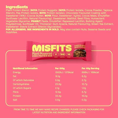 Misfits Vegan Protein Bar 12x45g – תמונה 4