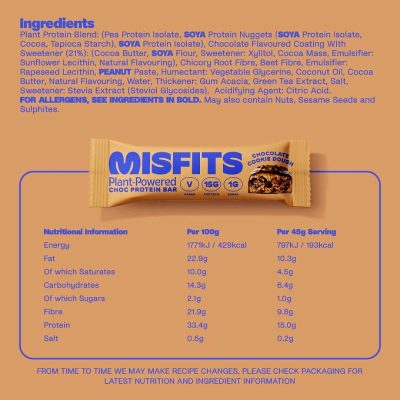 Misfits Vegan Protein Bar 12x45g – תמונה 6