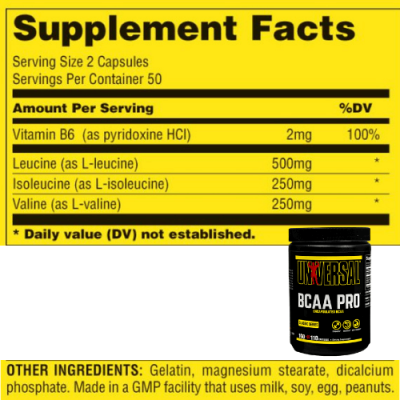 Universal Nutrition BCAA Pro 100 caps – תמונה 2