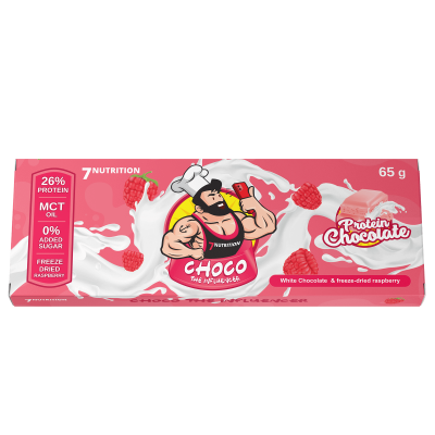 ⁦7Nutrition Choco The Influencer Protein Chocolate White Chocolate & Raspberry 65g⁩ – תמונה ⁦1⁩