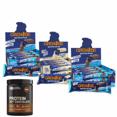 Three Grenade Carb Killa Protein Bars 36x60g + Optimum Nutrition Protein Hot Chocolate 350g