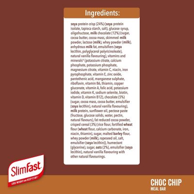 SlimFast High in Protein Meal Bars Choc Chip 16x60g – תמונה 3