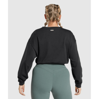 ⁦Gymshark Whitney Cropped Pullover Black⁩ – תמונה ⁦3⁩