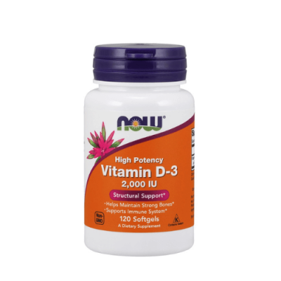 ⁦NOW Foods Vitamin D3 2000IU 120 softgels⁩ – תמונה ⁦1⁩