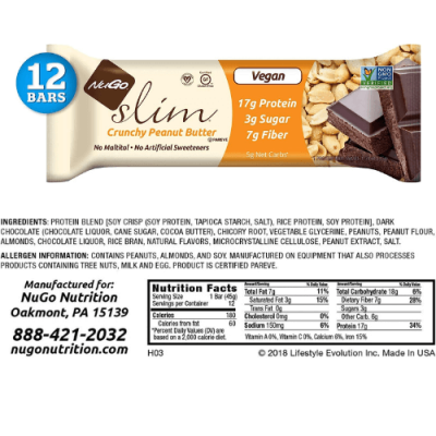 NuGo Slim Vegan Protein Bars 12x45g – תמונה 3