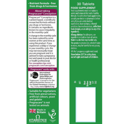 ⁦Vitabiotics Pregnacare Conception 30 Tablets⁩ – תמונה ⁦3⁩